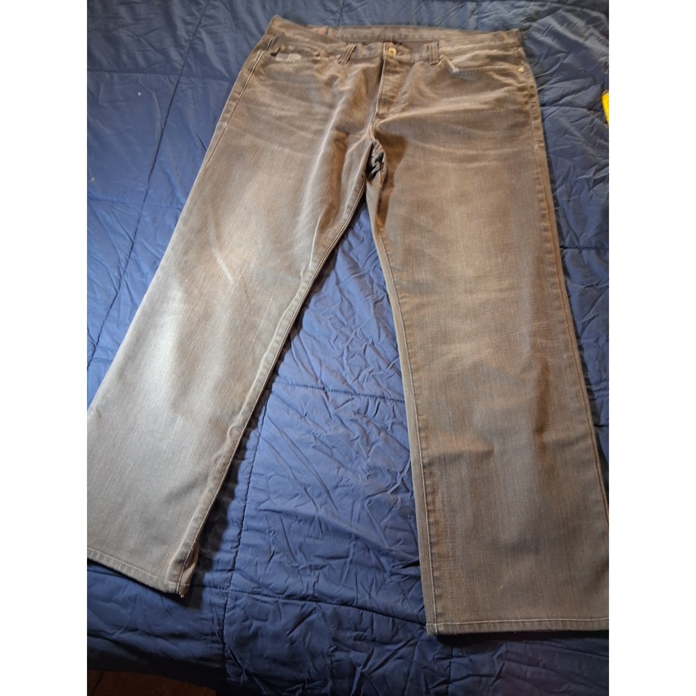 Lucky Brand Mens 38x30 Vintage Straight Stretch Denim Gray Jeans Made In USA‎